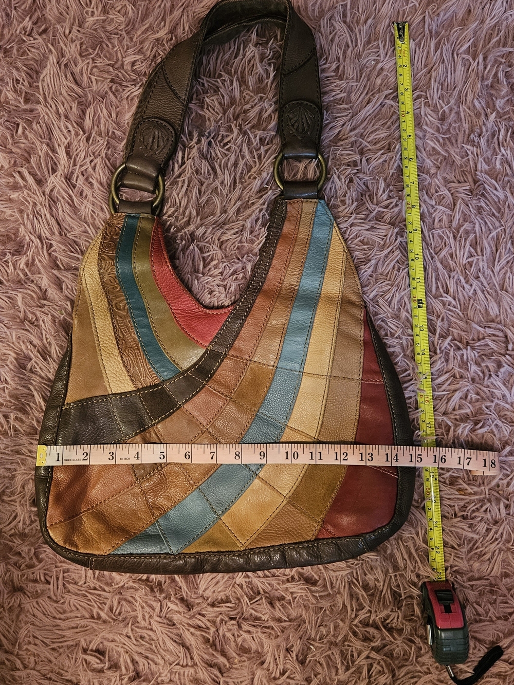 Lucky Brand☆Leather Patchwork Shoulder Bag - Vintage - Picture 12 of 13